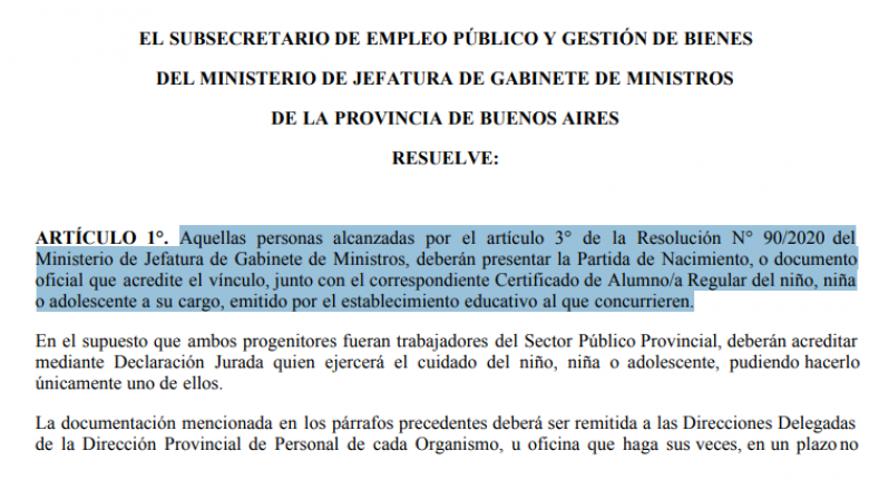 Jefatura de Gabinete: resolución de la Subsecretaría de Empleo Público y Gestión de bienes