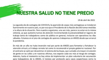 ANSES: Comunicado de trabajadorxs frente a la segunda ola