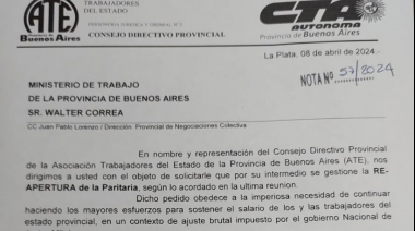 ATE provincia solicitó la reapertura de paritarias