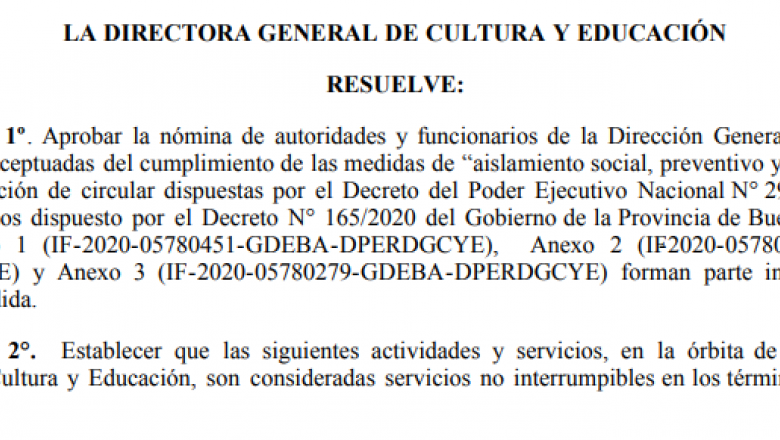 Nueva disposición para el funcionamiento de escuelas