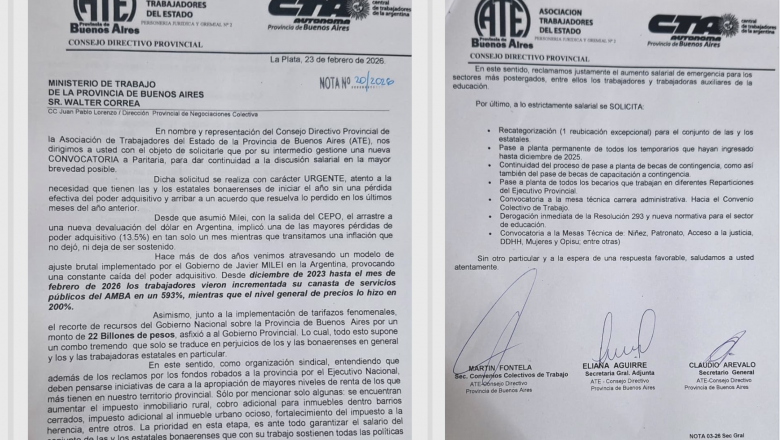 ATE Buenos Aires solicitó la urgente convocatoria a paritaria