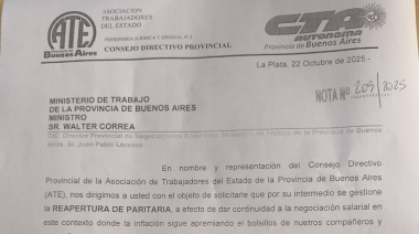 ATE bonaerense solicitó una nueva negociación paritaria