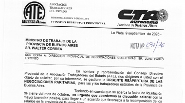 ATE pidió la "urgente" reapertura de las paritarias